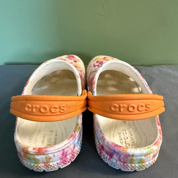 Crocs Unisex Kids Sz C 11 Classic Orange Zing Tie Dye Graphic Clogs - Picture 4 of 8